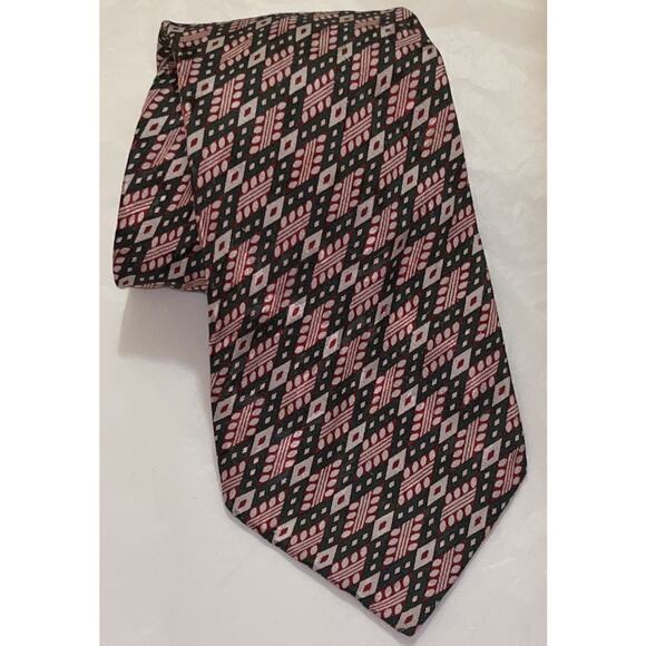 Vintage FENDI Silk Neck Tie - Green & Red Geometric - 4" x 59" - Picture 11 of 11